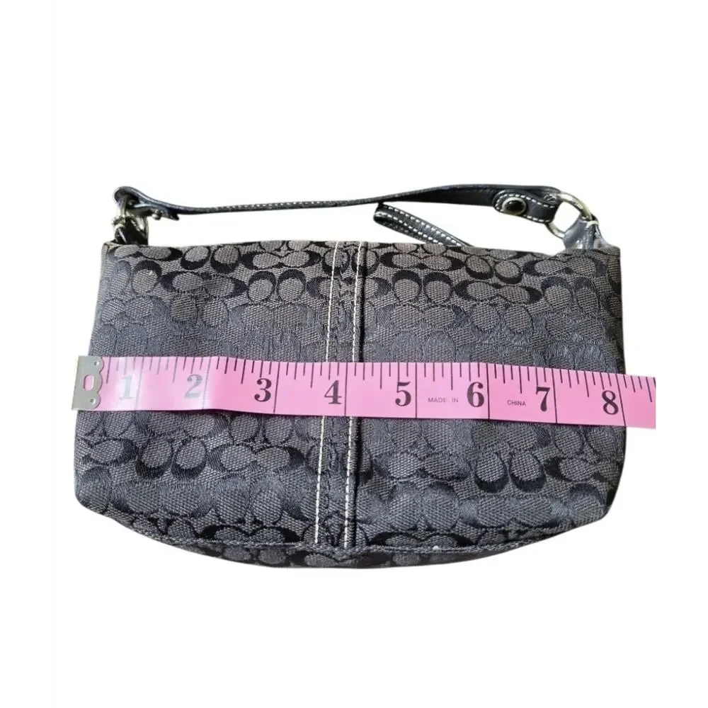 VTG Coach Signature Monogram Jacquard Canvas Mini Pouch Purse Y2K Zip Bag 8x5x3